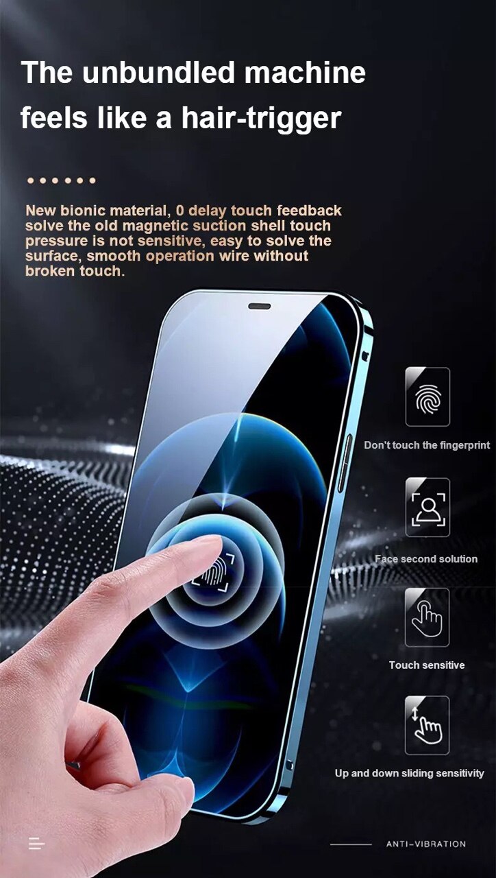 For iPhone 14 Pro max phone Case.iPhone 11 12 Mini 13 New 360° Full Protection Tempered Magnetic Adsorption Glass cover bag