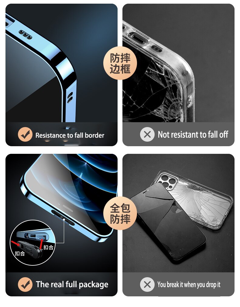 For iPhone 14 Pro max phone Case.iPhone 11 12 Mini 13 New 360° Full Protection Tempered Magnetic Adsorption Glass cover bag