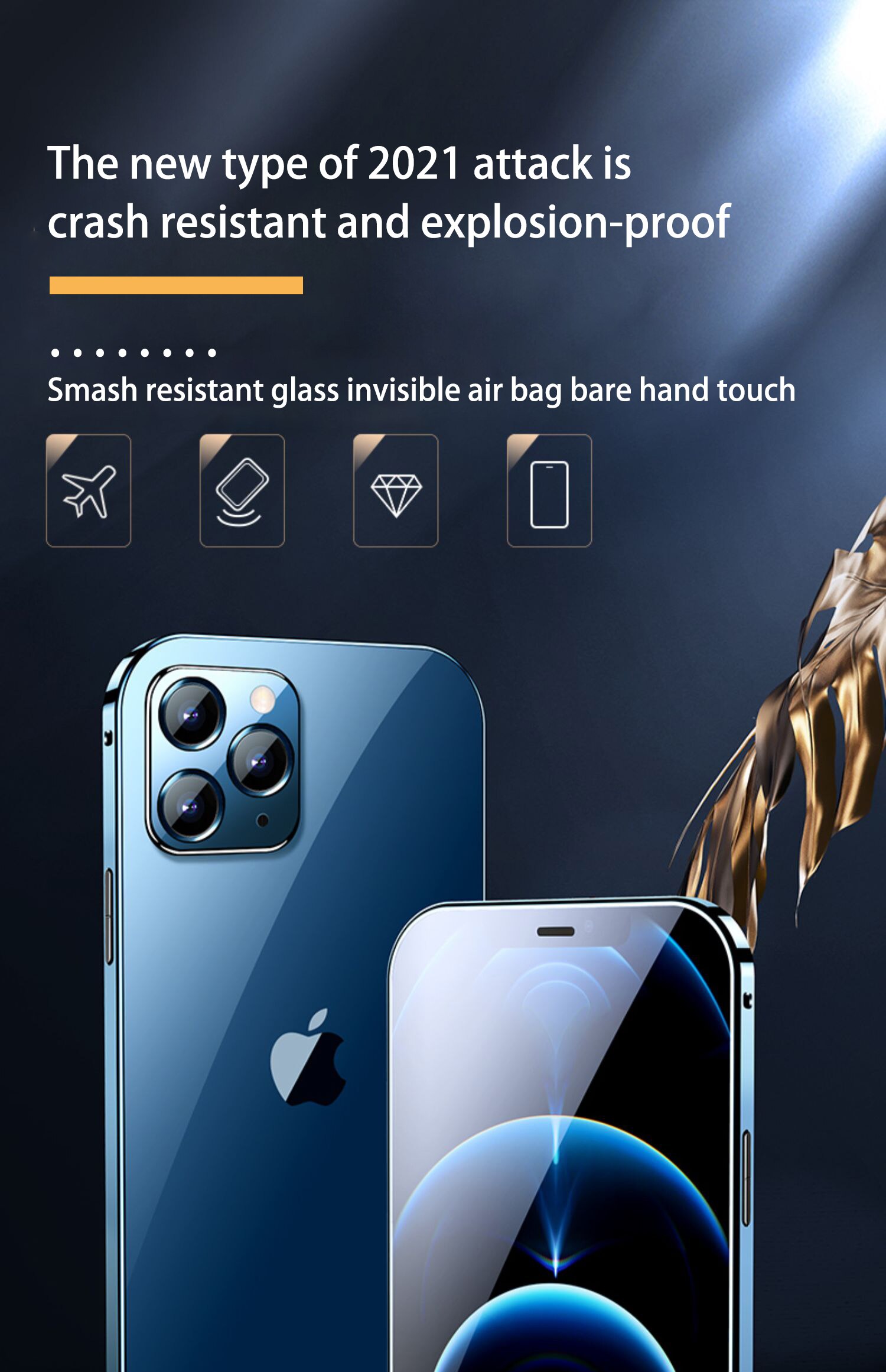 For iPhone 14 Pro max phone Case.iPhone 11 12 Mini 13 New 360° Full Protection Tempered Magnetic Adsorption Glass cover bag
