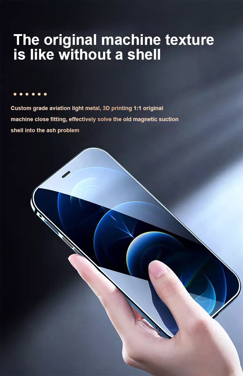 For iPhone 14 Pro max phone Case.iPhone 11 12 Mini 13 New 360° Full Protection Tempered Magnetic Adsorption Glass cover bag