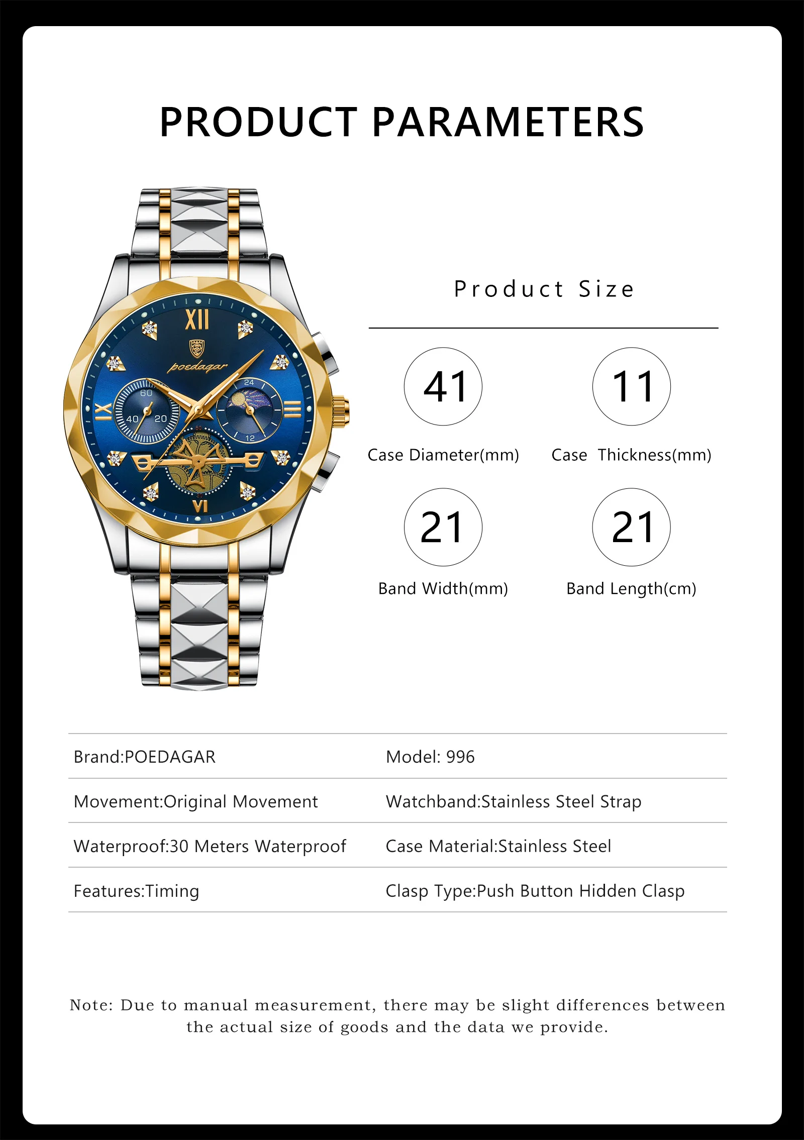 POEDAGAR Luxury Man Wristwatch Waterproof Luminous Chronograph Watch for Men Stainless Steel Men's Quartz Watches reloj hombre POEDAGAR Luxury Man Wristwatch Waterproof Luminous Chronograph Watch for Men Stainless Steel Men's Quartz Watches reloj hombre